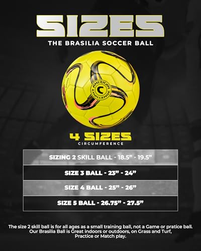 Brasilia Soccer Ball – Professional Training Soccer Ball for Grass Fields – Durable TPU Machine Stitched Soccer Balls – Sizes 2, 3, 4 & 5 – Outdoor Practice & Match Play