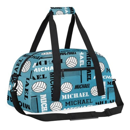 Custom Volleyball Gym Bag Duffel Bag for Women Men, Personalized Name Sport Bag Overnight Bags Customized Travel Weekender Bag, Dark Blue - color: Dark Blue