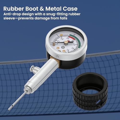 MEASUREMAN Multi-Sport Ball Pressure Gauge with Deflation Button 0-20PSI/0-1.4 Bar & Color-Coded, 3.6x1.8in Lightweight for Soccer, Football, Basketball, Volleyball Pressure Measurement