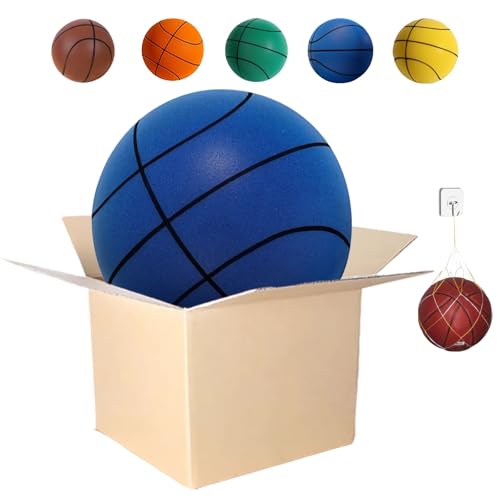Silent Indoor Basketball, Noiseless Foam Construction, Soft Touch Surface Training Ball, Non-Damaging Design Evolution Basketball Training, Airless with Realistic Bounce - color: Blue, size: NO.7(9.44 in)