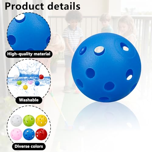Practice Golf Balls 12-Pack, 4.2cm Durable Plastic Golf Training Balls with Holes, 6 Bright Colours for Indoor & Outdoor Use, High Visibility, Realistic Flight for Garden, Backyard, Limited