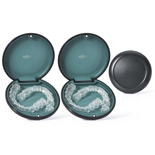 2 Pack Retainer Case Ultra-slim Aligner Case with Vent Holes Removable Inner Tray Silicone for Easy Cleaning (2Pack Blue Green) - color: 2Pack Blue Green