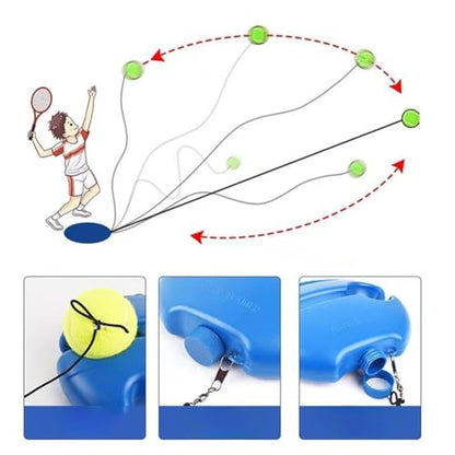 Tennis Trainer Rebound Ball with 3 String Balls, Portable Solo Training Equipment for Beginners, Self Practice Sport Exercise Tool (Blue)