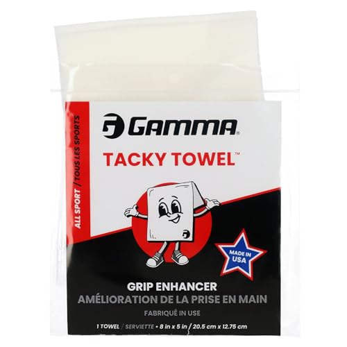 Gamma Tacky Towel for Tennis, Pickleball, Padel, Golf, Baseball, Non-Toxic Grip Enhancer, Improves Control, Long-Lasting Anti-Slip Formula, USTA Approved, 8"x5" - style: New Tacky Towel