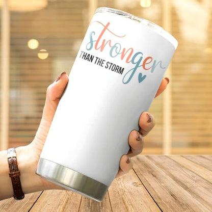 CUBICER Stronger Than The Storm Inspirational Quote 20 Oz Stainless Steel Tumbler For Women Motivational Gift Travel Mug Coffee Iced Drink Hot Cool Heat Tea Bottle Outdoor Insulated - color: Motivational Quote D0