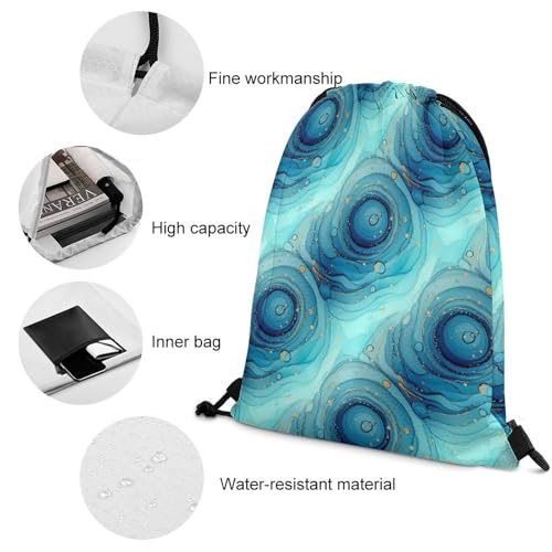 Beam Bag Large Capacity Drawstring Backpack for Volleyball Baseball Sports Workout Gear Travel Men Women, Blue Trippy Marble Bags - color: Picture (518)