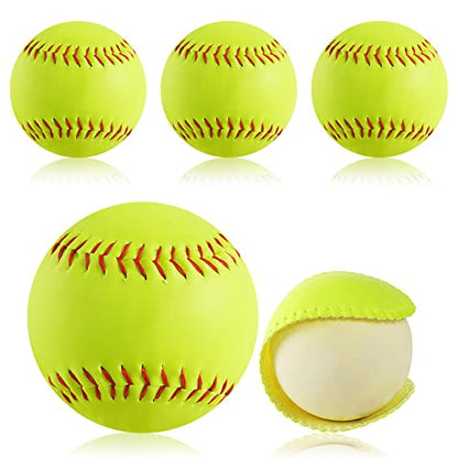 GKK Softballs 12 Inch Sports Practice 4 Pack Official Size and Weight Softball Fastpitch Practice Softballs Autograph Softball Training Ball for Games, Soft Toss, Batting