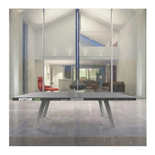 KETTLER Eden Weatherproof Stationary Outdoor Table Tennis Table with Galvanized Steel Legs and Permanent Net and Post System