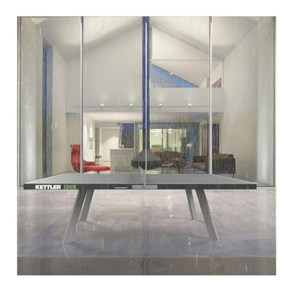 KETTLER Eden Weatherproof Stationary Outdoor Table Tennis Table with Galvanized Steel Legs and Permanent Net and Post System