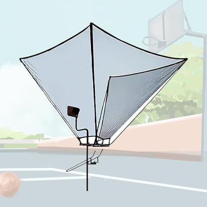 Basketball Hoop Outdoor Net Catcher Return System, 180° Rotatable Basketball Rebounder for Court Inside Training Camp, Shooting Practice Attachment Easy to Set Up