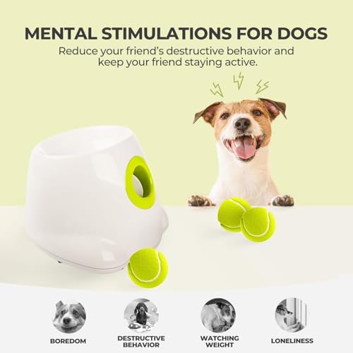 AFP Automatic Ball Launcher Dog Ball Thrower Machine Interactive Hyper Fetching Toy for Large Dogs, 3 Tennis Balls Included, Max Version - size: Mini Size