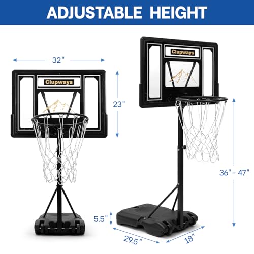 Pool Basketball Hoop Poolside Height Adjustable Portable Basketball Hoop for Pool with Shatterproof Backboard and Weather-Resistant Steel Screws/Brackets, Includes Ball and Air Pump