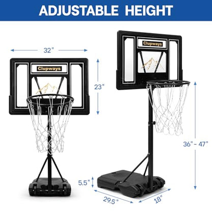 Pool Basketball Hoop Poolside Height Adjustable Portable Basketball Hoop for Pool with Shatterproof Backboard and Weather-Resistant Steel Screws/Brackets, Includes Ball and Air Pump
