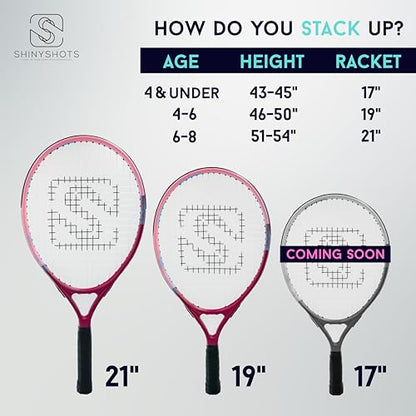 19-Inch Kids Tennis Racket - Lightweight Junior 19 inch Tennis Racket for Ages 4-6, Durable Aluminum with Kid-Sized Grip, & Big Sweet Spot