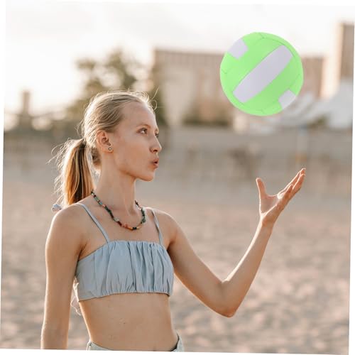 CHILDWEET Official Size Soft Indoor Volleyball Training Ball, Inflatable Painless 5# Volleyball for Students and Entrance Exam Sports Practice, Macaron Green-White