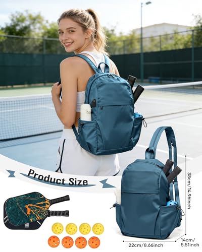 SEAFEW Large Blue Sling Pickleball Crossbody Sling Bag - Men's & Women's Pickleball Sports Backpack with Water Bottle Holder, Adjustable Pickleball - color: Blue-large