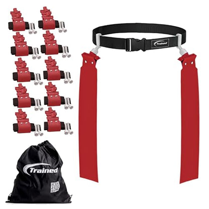 Trained Man Flag Football Belts, Adjustable Flag Football Set for Sports Teams, Training & Competition - color: Red 10 Man Pop Flag Football Set, style: 10 Man Flag Football Sets