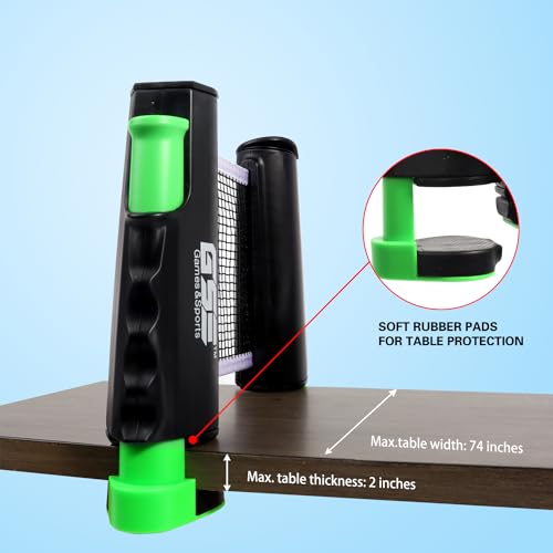 GSE Games & Sports Expert Adjustable Retractable Ping Pong Net Set & Post. Professional Table Tennis Rackets and Balls, Net with Posts and Storage Bag - Pingpong Paddle and Game Table Accessories. | Adjustable, Retractable, Post, Professional, Rackets, Ba