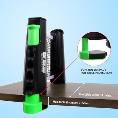 GSE Games & Sports Expert Adjustable Retractable Ping Pong Net Set & Post. Professional Table Tennis Rackets and Balls, Net with Posts and Storage Bag - Pingpong Paddle and Game Table Accessories. | Adjustable, Retractable, Post, Professional, Rackets, Ba