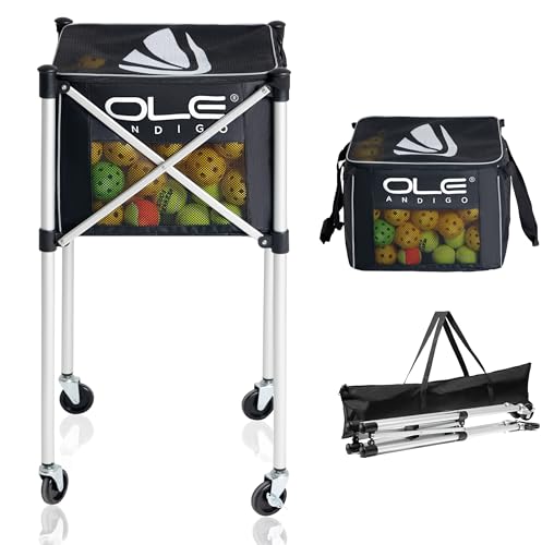 Pickleball Hopper Cart,Tennis Balls Hopper,Can Holds 180 Pickleballs or 210 Tennis Balls,Lightweight Ball Cart with Wheels,Pickle Ball Equipment,Ball Caddy for Training Travel