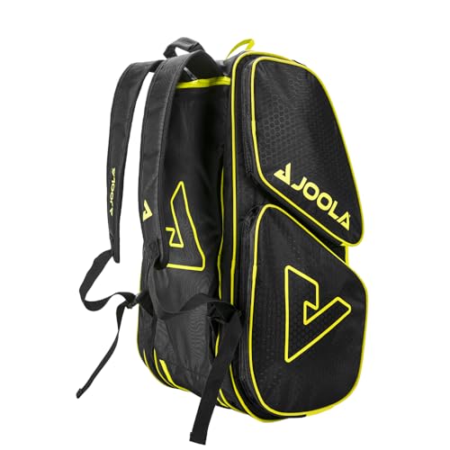 JOOLA Tour Elite Pro Pickleball Bag – Backpack & Duffle Bag for Paddles & Pickleball Accessories – Thermal Insulated Pockets Hold 4+ Paddles - Includes Fence Hook - color: Black/Yellow