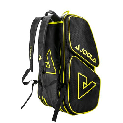 JOOLA Tour Elite Pro Pickleball Bag – Backpack & Duffle Bag for Paddles & Pickleball Accessories – Thermal Insulated Pockets Hold 4+ Paddles - Includes Fence Hook - color: Black/Yellow