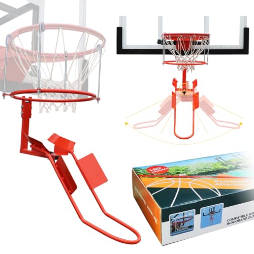 Katop Basketball Return Attachment for Hoop, Heavy Duty Durable Steel Basketball Return System, 180 Degrees Rotatable Shot Returner for 18" Rim Indoor and Outdoor 【Product Patents】 - size: Gift Box