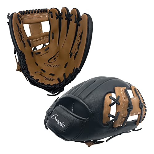 Champion Sports 12" Glove | Synthetic Leather Back and Front | Triple Bar Open Web and Conventional Back Design | Deep Set Pocket | Age: Adult Large-H.S. | Left-Handed Glove