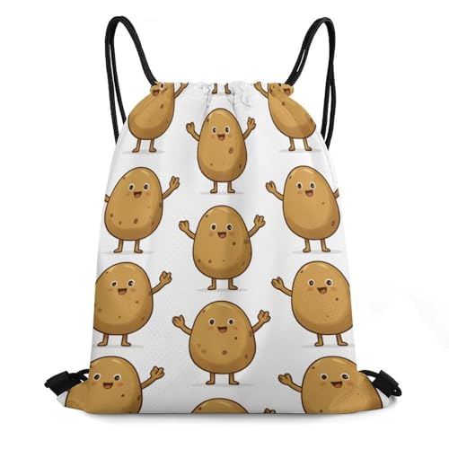 Large Capacity Beam Bag Drawstring Backpack for Volleyball Baseball Sports Workout Gear Travel Storage Men Women, I'M A Potato Cute Potatoes Bags - color: Picture (750)