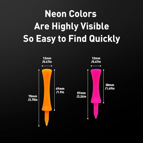VEASAERS Golf Castle Tees Plastic Step Down Unbreakable Mixed Value 60 Count, 2 3/4, 2 1/4, 1 1/2 Inch Tee Length Pack Available for Practice - color: Orange+Pink