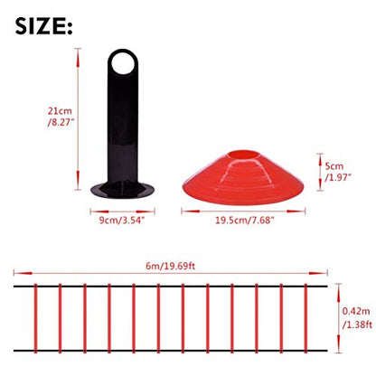 Life Speed and Agile Training Equipment Kit, 19Ft Flat Ladder + 10pcs Disc Cones for Athletic Training Equipment(red)