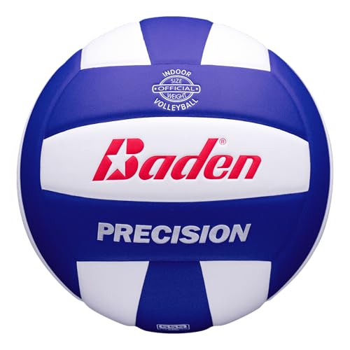 Baden | Precision | Official Size + Weight Entry Level Youth Indoor Volleyball | PU Composite, Extra Foam Backing, Reduce Sting - color: Royal Blue