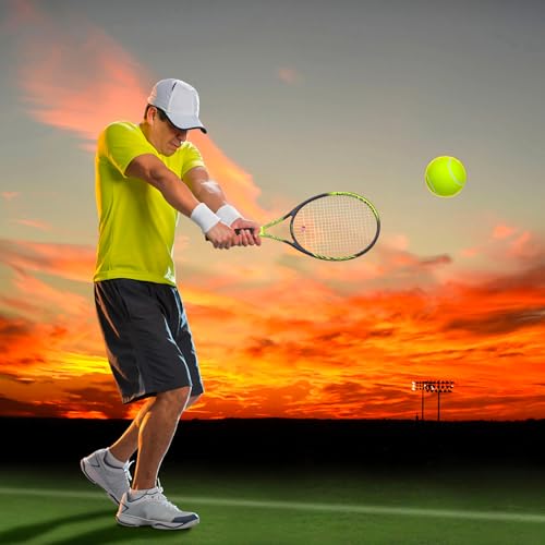 Pro Tennis Racket for Adults, 2 Player 27 inch Speed Tennis Racquet Acceptable for Beginner and Professional with 3 Tennis Balls, 2 Vibration Dampes, 2 Overgrips, Tennis Bag - color: Yellow & Orange