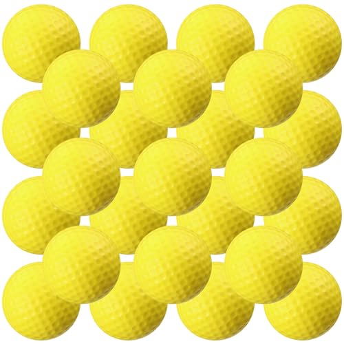 Junkin 24 Pcs Foam Golf Practice Balls Realistic Feel and Flight Training Sport Balls Elastic Soft Foam Golf Balls for Indoor or Outdoor Backyard Training - color: Yellow