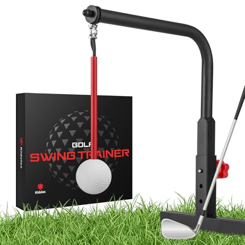 Golf Swing Trainer - Durable Iron Practice Golf Swing Training Aid - Golf Accessories for Kids & Youth with Replacement Ball Included & Height Adjustment Golf Accessories for Gift