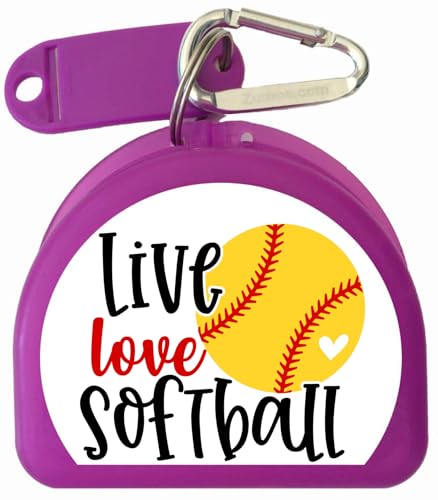 Softball Mouthguard Case with Carabiner & ID Tag (Purple) - color: Purple