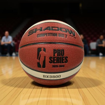 Shadow Pro Series 3800 Basketball, Size 7, Premium Competition Grade leather, Orange and Cream, Great durability. Reinforced butyl bladder. Adult Size 7, 28.5 inches. GST leather. Includes Inflator.