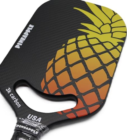 Pickleball Paddle – Edgeless 3K Carbon Fiber Face, 16MM Honeycomb Core, Lightweight 8oz – Elongated Shape for Spin & Control – Pineapple Pickleball