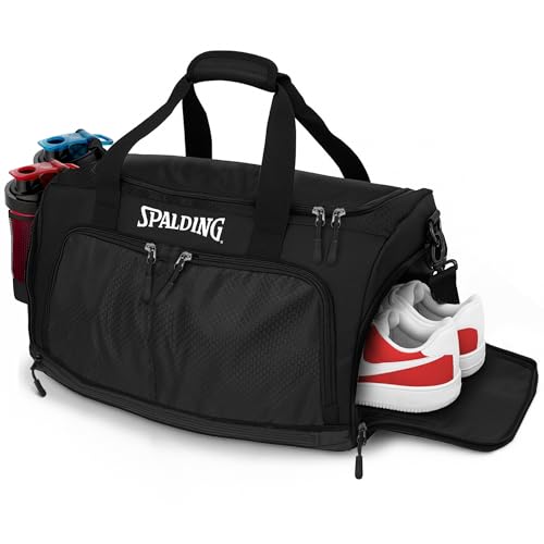 Spalding Gym Bag for Men & Women Duffle Bag with Wet & Shoe Compartment - 55L Capacity Large Workout Bags for Travel, Sports