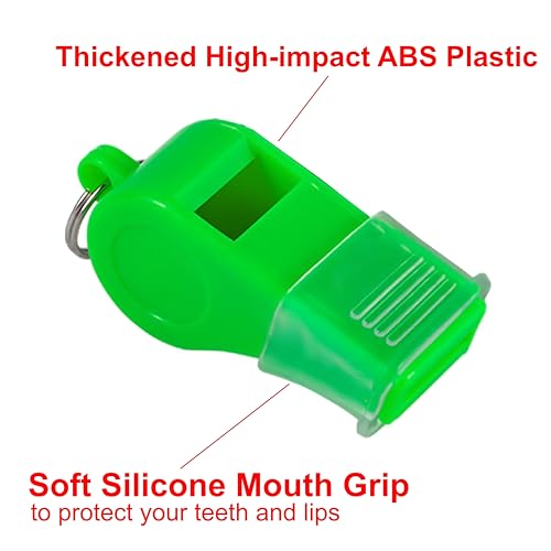 12 Packs Sports Whistles with Lanyard, for Coaches, Referees and Officials - color: Green
