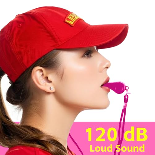Pink Whistle, Plastic Whistle Emergency with Lanyard and Mouthpiece – Loud Crisp Sound for Coaches, Lifeguard, Teachers, Training, and Outdoor Safety (2 Pack)