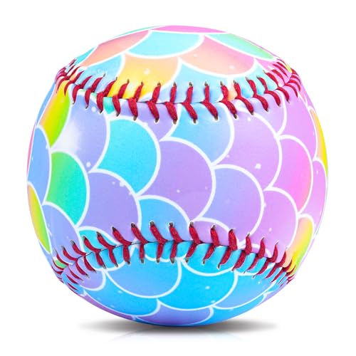 Baseball Size 9 Inch for Kids Girls, Perfect for Tballs, Safe Throwing, Catching and Batting Practice - color: Rainbow
