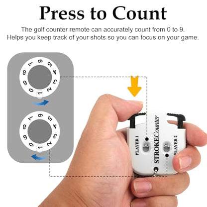 PEUTIER 2pcs Mini Golf Score Counter, 2.2x1.93x0.35in Golf Indicator Counter Golf Stroke Counter 2 Player Portable Golf Counter Clicker for Golf Shot Competition Game Scoring Keeper