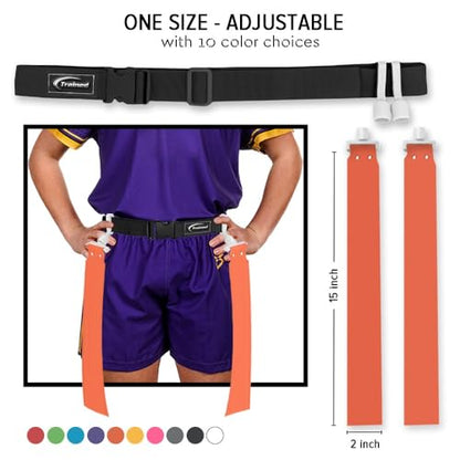 Trained Flag Football Set – Adjustable Flag Football Belt with 2 Flags & Audible Pop – Durable Flag Football Gear for Youth, Kids & Adults