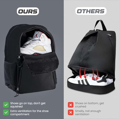 Soccer & Basketball Sports Bag with Ball Pump - Basketball Backpack with Separate Ball & Shoes Holder Compartment, Soccer Basketball Football & Volleyball Bag with Large Capacity - color: Black, style: Bag Only