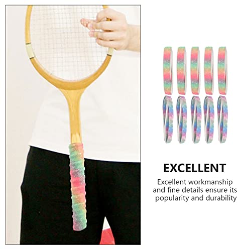 INOOMP 10pcs Tennis Racket Grip Tape Rainbow Color Badminton Grip Tape Anti Slip Absorbent Sweat Pu Racquet Handle Grip Tennis Overgrip for Rackets