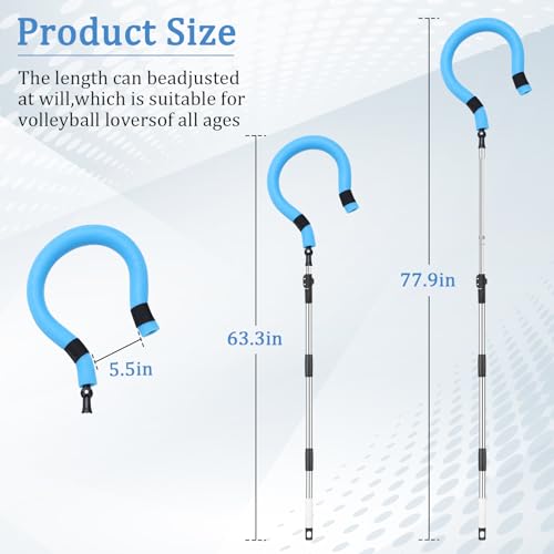 Volleyball Spike Trainer - Adjustable Height 63"-77" with Question Mark Hook, Durable Lightweight for Serving, Spiking & Jump Training - Real Ball Feel, Ideal for Beginners to Pros (No Ball Included)