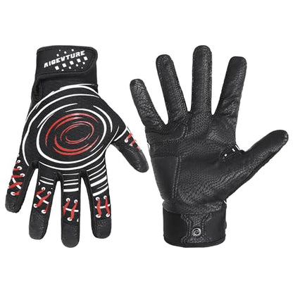 AIGEVTURE Baseball Bating Gloves Adult Youth Baseball Softball Batting Gloves Adult Kids Boys Girls - color: Black and Red, size: Adult Small