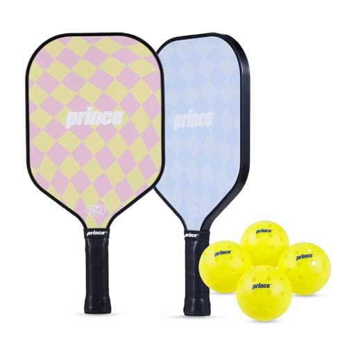 Prince - Pickleball Set for 6 Players with Paddles, Precision Engineered Pickleball Balls with 40 Holes Pattern, Ideal for Sports Enthusiasts - size: Paddles - Fiberglass