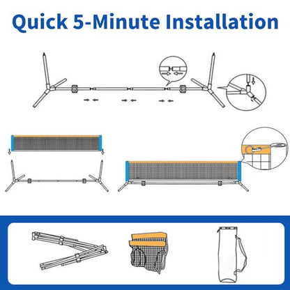 10 FT Mini Portable Pickleball Net Equipment Set - Tennis Net for Driveway Backyard, 2 Pickleball Paddles, 8 Pickleballs and Potable Carry Bag,Pickleball Net for Beginner